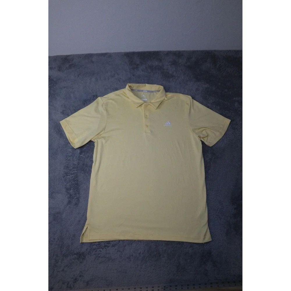Adidas Golf Men's Yellow Short Sleeve Polo Shirt SZ Large Athletic Casual Fit